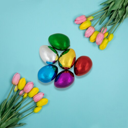 Northlight 6ct Multicolor Metallic Easter Egg Decorations 3.5 Perspective: back