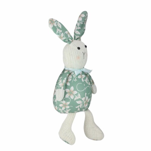 Northlight 17  Green and White Floral Easter Bunny Rabbit Spring Figure Perspective: back