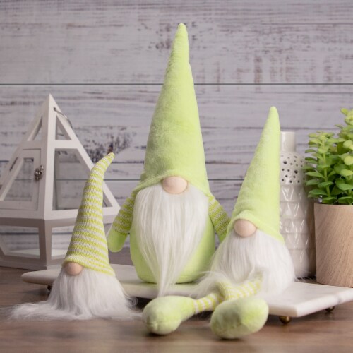 Northlight 7.5  Lime Green and White Striped Hat Spring Gnome Perspective: back