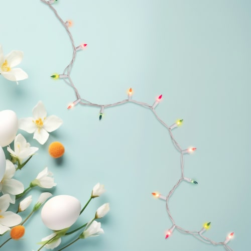 Northlight 100-Count Pastel Multi-Color Mini Easter Light Set, 20ft White Wire Perspective: back