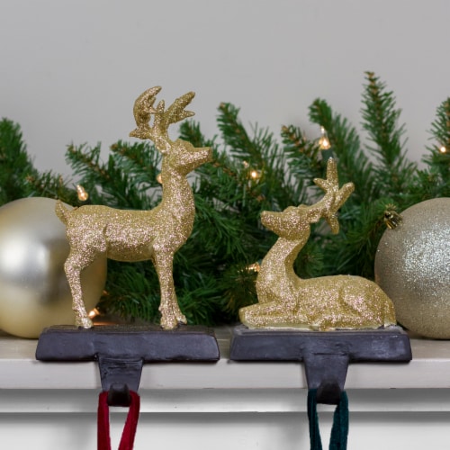 Northlight Set of 2 Gold Reindeer Glittered Christmas Stocking Holders 8.5 Perspective: back