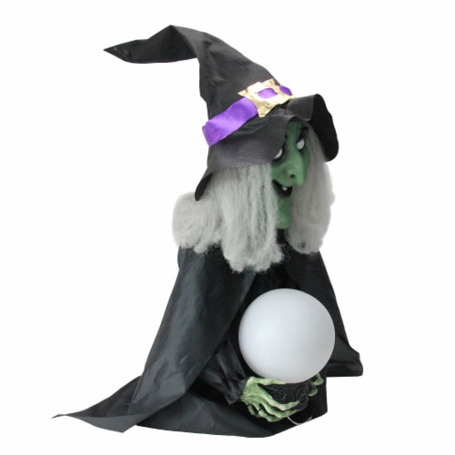 Northlight 26 Pre-Lit Sitting Fortune Witch with Magic Ball Halloween Decoration Perspective: back