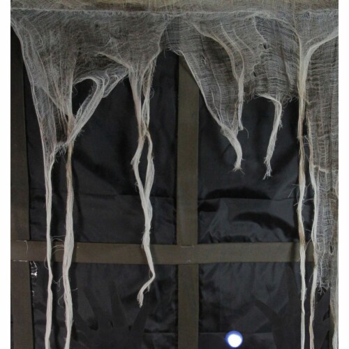 Northlight 41 Pre-Lit Black and Gray Ghostly Window with Tattered Curtain Halloween Decor Perspective: back