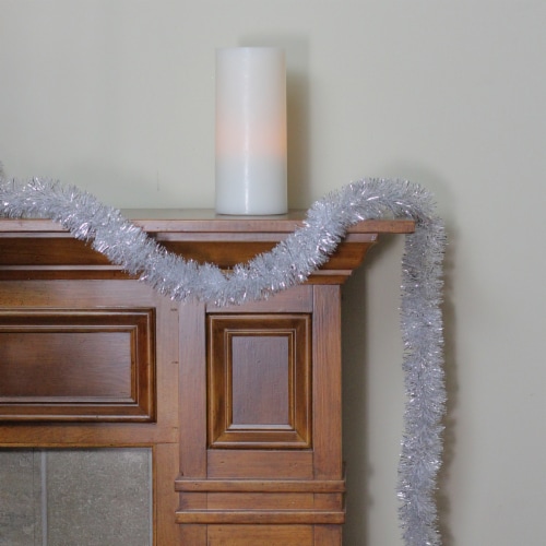 Northlight 12' x 2.25  Shiny Silver Snowblush Christmas Garland - Unlit Perspective: back
