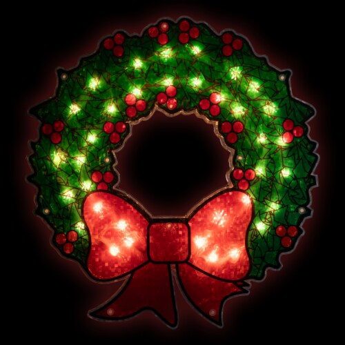 Northlight 15  Lighted Holographic Christmas Wreath Window Silhouette Decoration Perspective: back