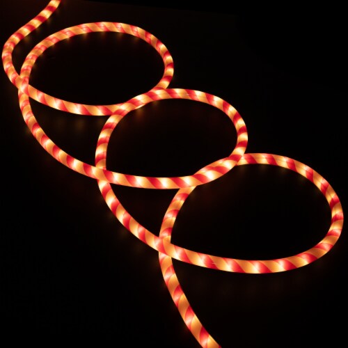 Northlight 18' Red and White Striped Candy Cane Outdoor Christmas Rope Lights Perspective: back