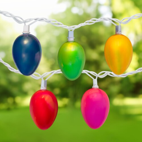 Northlight 10-Count Pearl Multi-Colored Easter Egg String Light Set, 7.25ft White Wire Perspective: back