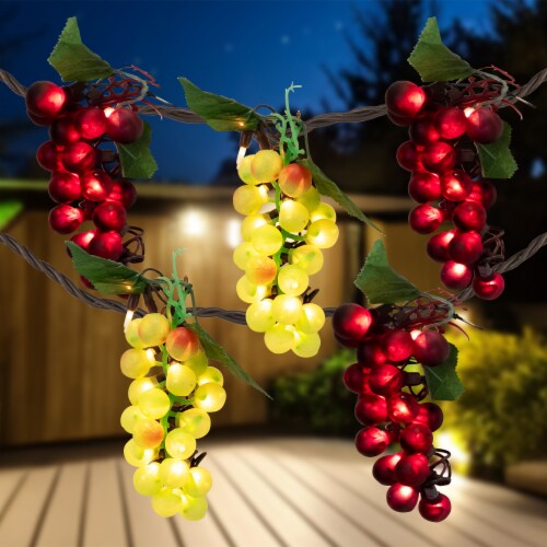 Northlight 5-Count Red and Green Grape Cluster String Light Set, 8ft Brown Wire Perspective: back
