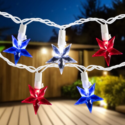 Northlight 30ct LED Patriotic Stars Fourth of July String Light Set, 7ft White Wire, 1 - Ralphs