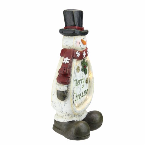 Northlight 14.5  LED Lighted Weathered Snowman Table Top Christmas Decoration Perspective: back