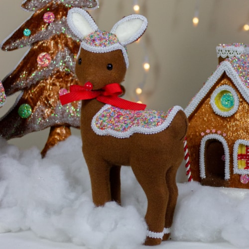 Northlight 13.75 Gingerbread Kisses Baby Reindeer with Red Nose Christmas Figure Perspective: back