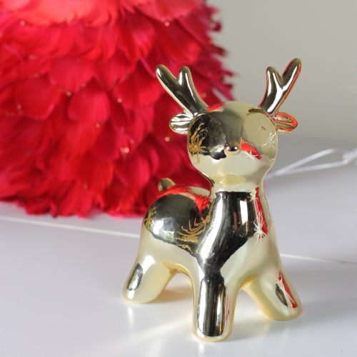 Northlight 5.75  Small Gold Ceramic Christmas Deer Decoration Perspective: back