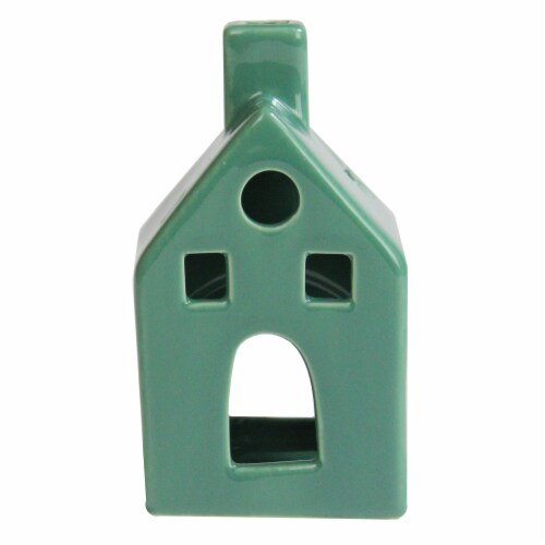 Northlight 4.25  Green Tea Light House Mini Flameless Christmas Candle Holder Perspective: back