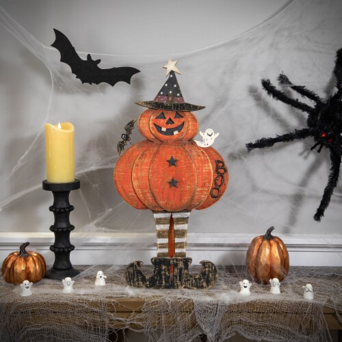 Northlight 28 Happy Jack O' Lantern in Witch Hat Figure Halloween Decoration Perspective: back