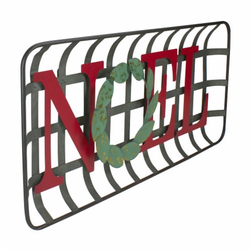 NorthLight 34337539 30 in. NOEL Rustic Tobacco Basket Christmas Wall Decor, Red & Green Perspective: back