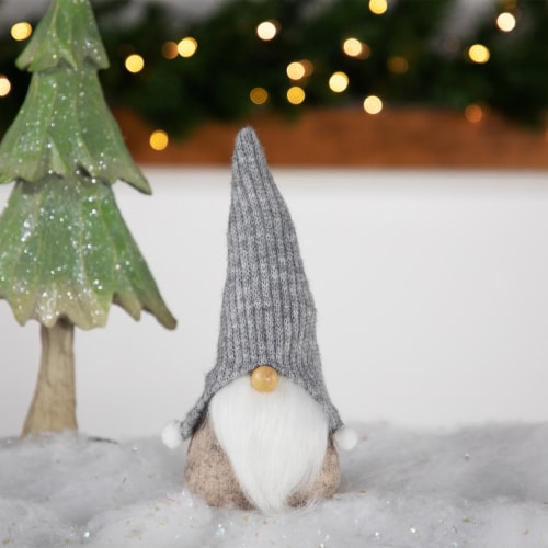 Northlight 8.25  Beige and Gray Gnome Christmas Figure Perspective: back