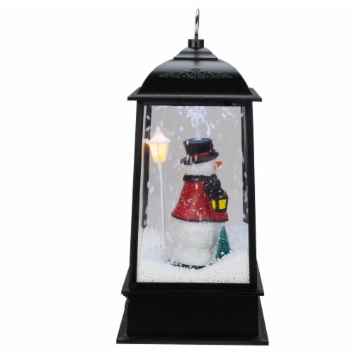 Northlight 33663820 13 in. Lighted Snowman Christmas Lantern with Falling Snow Perspective: back