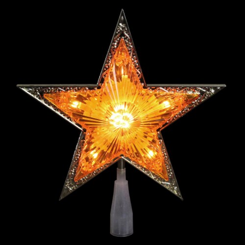 Northlight 9  Pre-Lit Gold and Amber Crystal 5 Point Star Christmas Tree Topper - Clear Perspective: back