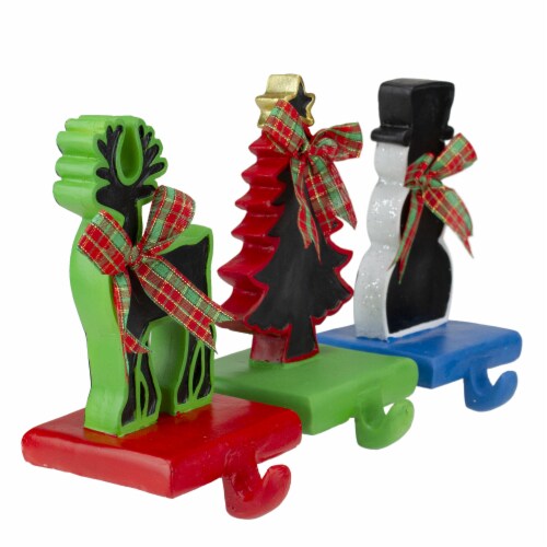 Northlight Set of 3 Reindeer, Tree, and Snowman with Chalkboard Christmas Stocking Holders 7 Perspective: back