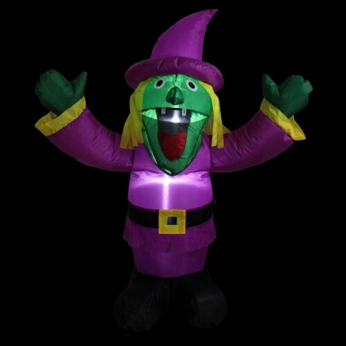 Northlight 3.5' Spooky Town Purple Inflatable Lighted Witch Halloween Outdoor Decoration Perspective: back