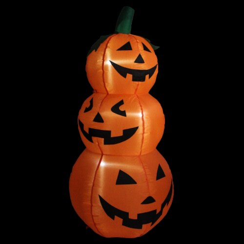 Northlight 3.5' Spooky Town LED Lighted Inflatable Jack-O-Lantern Trio Halloween Outdoor Yard Perspective: back