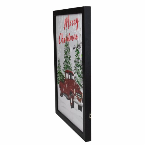 Northlight 15.75  Black Frame Red Vintage Truck LED Wooden Christmas Box Perspective: back