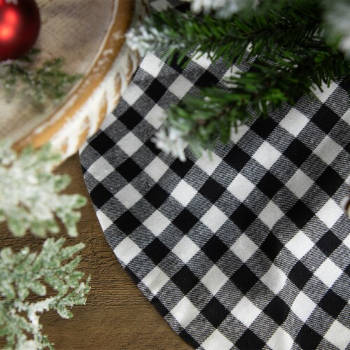 Northlight 20 White and Black Buffalo Plaid Mini Christmas Tree Skirt ...