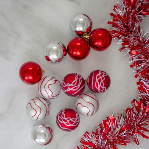 Northlight 12ct Red and Silver Shatterproof Shiny and Matte