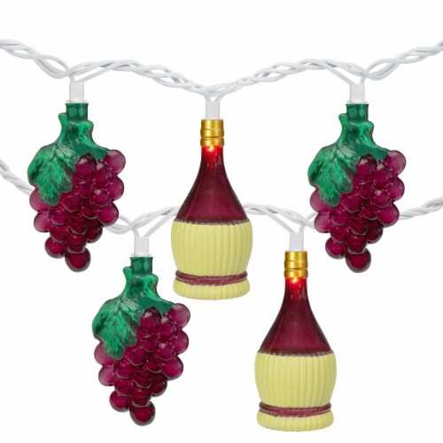 Northlight 10-Count Grape and Wine Bottle Novelty String Christmas Light Set, 7.5ft White Perspective: back