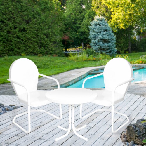 Northlight 3 Piece Retro Metal Tulip Chairs and Side Table Outdoor Set White 31 each Fry s Food Stores