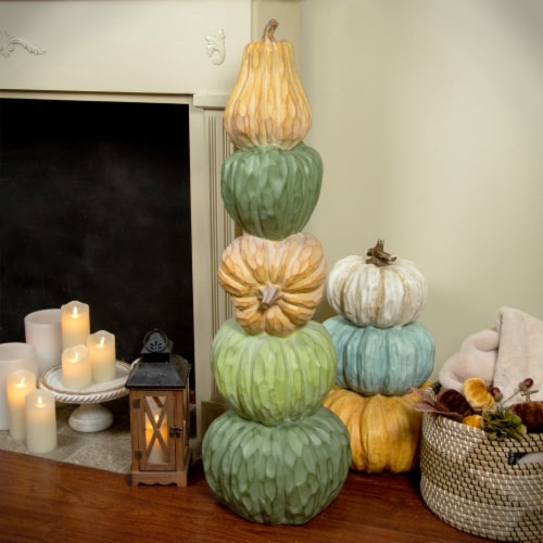 Northlight 42.5 Five Tiered Stacked Pumpkins Thanksgiving Decor Perspective: back