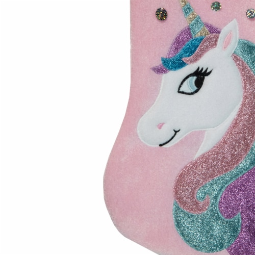 Northlight 20.5 Pink Velvet Unicorn With Sequins Christmas Stocking Perspective: back