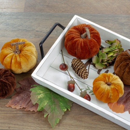 Northlight Set of 10 Pumpkin, Pine Cone, Berry and Leaves Fall Harvest Decor Set Perspective: back