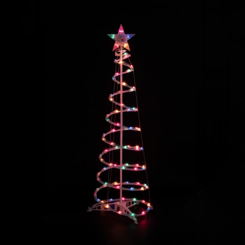 Northlight 4ft Lighted Spiral Christmas Tree with Star Tree Topper, Multi Lights Perspective: back