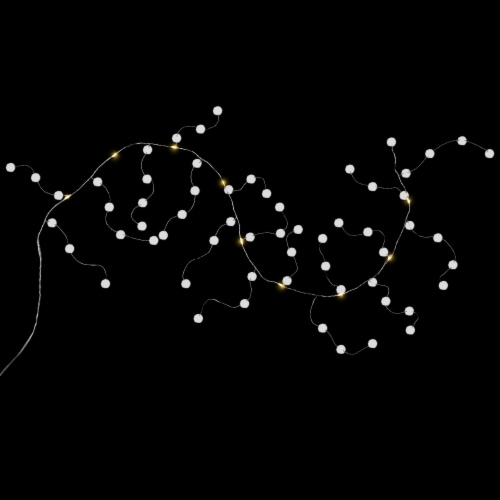 Northlight LED Lighted B/O Pom Pom Garland Christmas Lights - Warm White - 4.25' Clear Wire - Perspective: back