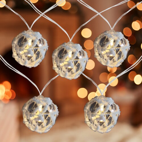 Northlight 10 B/O LED Warm White Clear Round Ball Christmas Lights - 4.75' Clear Wire Perspective: back