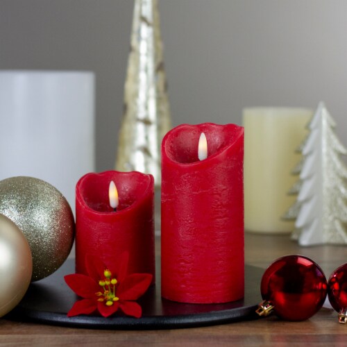 Northlight 6 LED Red Flameless Battery Operated Christmas Decor Candle Perspective: back