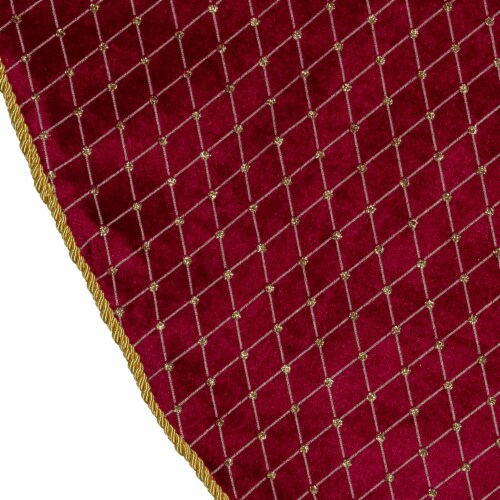Northlight 48 Red and Gold Diamond Pattern Christmas Tree Skirt Perspective: back