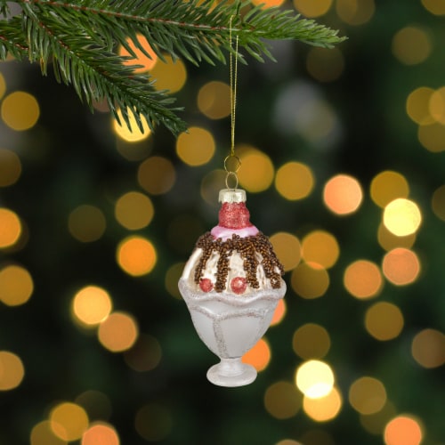 Northlight 4.5  Chocolate Ice Cream Sundae Glass Christmas Ornament Perspective: back