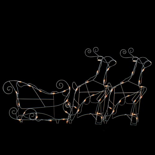 Northlight 3-Piece Lighted Reindeer and Sleigh Outdoor Christmas Decoration Set Perspective: back