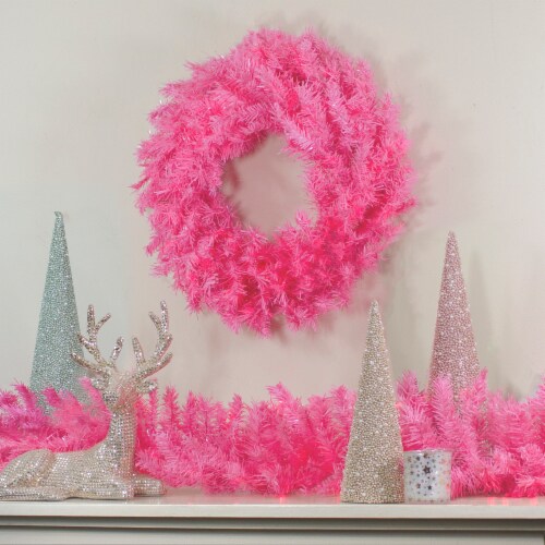 Northlight 36 Pink Spruce Artificial Christmas Wreath, Unlit Perspective: back