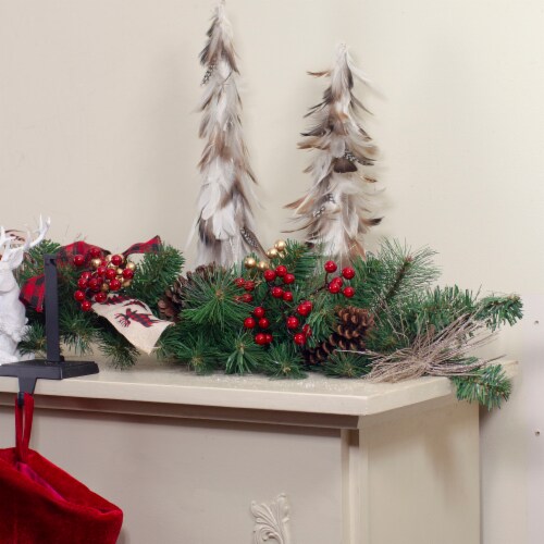 Northlight 6' x 12 Bows and Berries Artificial Christmas Garland - Unlit Perspective: back