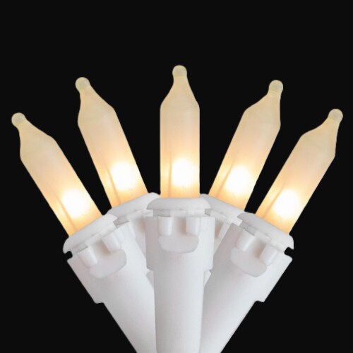 Northlight 50 Count Clear Frosted Mini Christmas Light Set, 24.5 ft White Wire Perspective: back