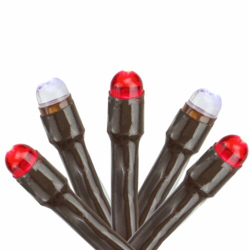 Northlight 2' x 8' Red and White LED Tree Trunk Wrap Christmas Lights, Brown Wire Perspective: back