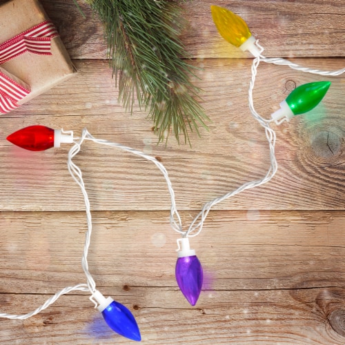 Northlight 25 Count Multi-Color LED C9 Christmas Lights, 16 ft White Wire Perspective: back