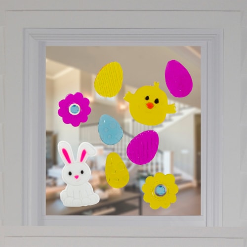 Northlight Bright Floral Spring Easter Egg Gel Window Clings Perspective: back