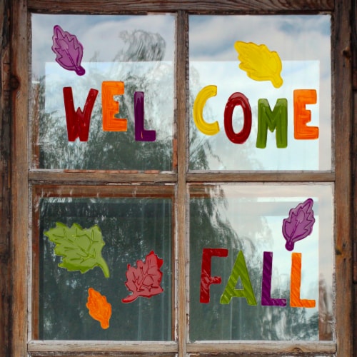 Northlight 17-Piece Welcome Fall Thanksgiving Gel Window Clings Perspective: back