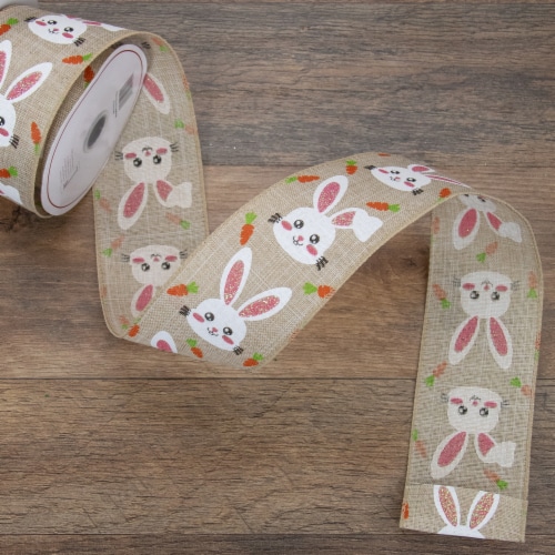 Northlight Natural Brown Spring Easter Wired Craft Ribbon 2.5 x 10 Yards Perspective: back