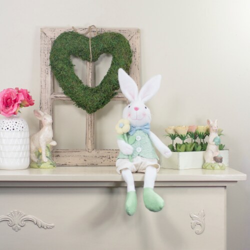 Northlight 24 White and Green Boy Bunny Rabbit Easter and Spring Table Top Figure Perspective: back