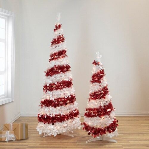 Northlight 6' Pre-Lit Candy Cane Pop-Up Artificial Christmas Tree, Clear Lights Perspective: back